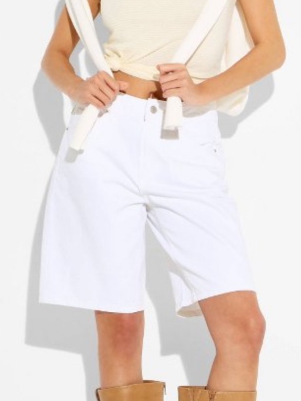 Wild fable mid rise white denim jorts NWT x